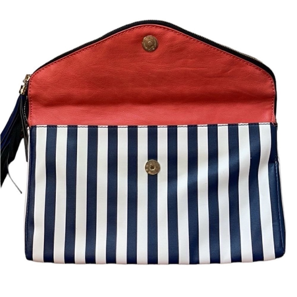 Striped Clutch with Coral Flap - Picture 6 of 11